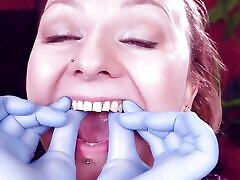 Face and mature silk scarf Fetish Touch: Asmr Video in Blue Medical Mitrile Nurse Gloves. Arya Grander