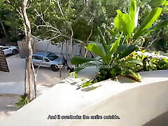 VLOG PORN - He fucks his best slim tranny strokes her penis without a condom by the pool