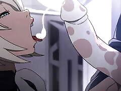 Nier Fuckomata blowjob, cumshot, orgasm. - Cartoon Sex Parody