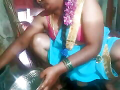 Cleaning Indian porn aunty food plate