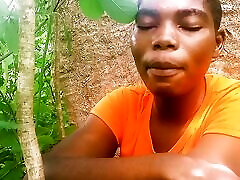 Playing with my Brest in the forest