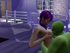 sims pixie schlampe lässt geilen oger ihre geschwollenen titten lutschen und lecken