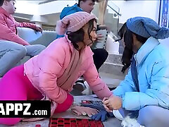 Double date at ski resort: stepsisters share their men