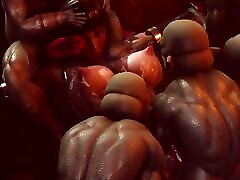Big Booty White Slut Fucked Hard by Goblin Gangbang - Intense Creampie & Cum-Swallowing Orgy