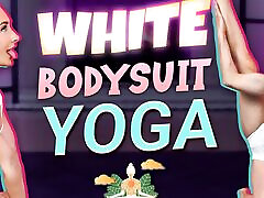 White Sheer Bodysuit Yoga trap femboy no hands cum - Hannahjames710
