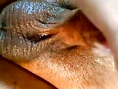Hand job.pakistani girl is oiling her boyfriend,s cock.