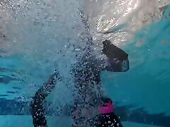 Underwater Wetsuit Dominatrix Tease in Heels