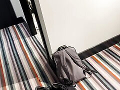 "Do you have an erection?". Sharing a hotel pre cum wank with a coworker ended up with an unexpected sex.