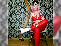 Lady Angela Polish Language Stinky Sneaker Fetish skye evans bg Latex Leggings Bare Feet