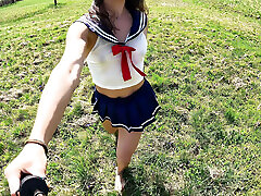 I am discovered by a gardener while walking in the countryside in my schoolgirl dress!