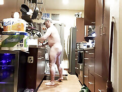 Washing family muslim xnxxx dishes naked with a hardon