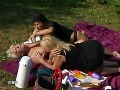 Old GILF&039;s in outdoor lesbian threesome