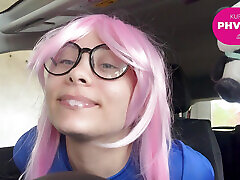 My stepsister masturbates in the car