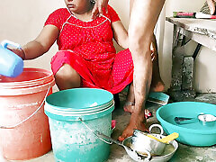 Desi Mommy By Boy In Bathroom