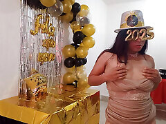 Horny stepmother sent me the pornographic video she recorded on New Year&039;s Eve