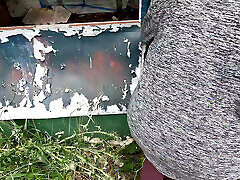 Labia clasped and tortured on the porch
