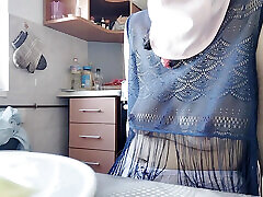 Sexy milf trying on panties. Watching a hairy MILF, hairy pussy, big tits, big ass.