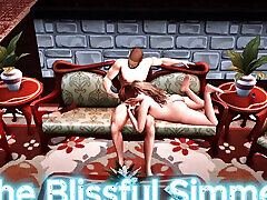 die glückseligen simmer-sims evelyn und eros haben einen quickie auf der couch, während sie beobachtet werden