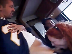 Hot redhead dad anal escorts Audrey Hollander is sucking and fucking cocks on the bang bus