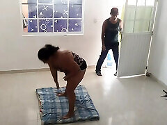 Perverted stepdad helps me with my exercises and we end up fucking very well with his big cock leaving all his semen on my face