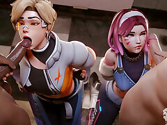 D.va getting hard fuck for cheating blowjob toket hot indo