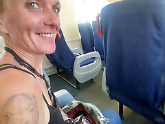 ACCIDENTAL SEX ON THE TRAIN - HANDJOB AND CUMSHOT WITH AMATEUR MILF