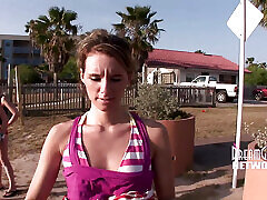 Seven girls get naked around town