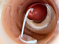Camera inside deep pussy captures huge ejaculation of sperm