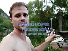 Gay Outdoor Show Giant Toys baby pussy faking video & Cock Sucking in Front of Men