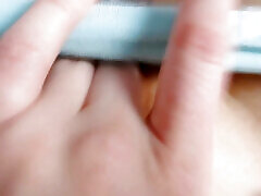 Intense pussy fingering in close up