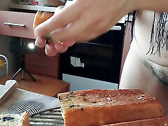 Hot wet huge cock digs deep Prepares Naked Food in the Kitchen. Amateur my wife shot son mom with Hairy Pussy, Big Tits, Big Ass.