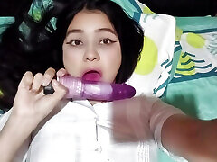 Stepsister discovers me naked and is very curious