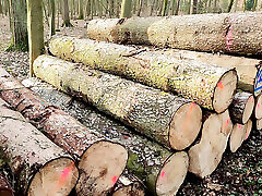 Pussy slapping mit dem Lineal im Wald