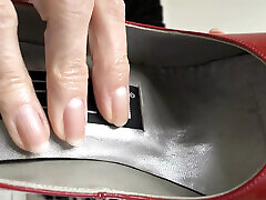Caught Watching Porn in the Office! Your Boss in Red Heels Turns You Into a Nylon Slave!