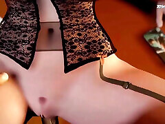 tante cass gibt einen blowjob unter dem tisch und bekommt ihre fotze gerammt - 3d