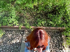 Public Blowjob from a Sexy Redhead Stranger from the Park