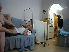 Stepmom helps me jerk family fun time my cock so that I cum