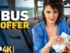 VIP4K. Pretty big titted lady is fucking in the bus