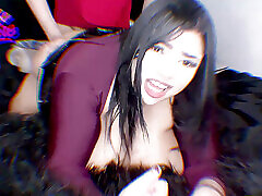 The littl sex film asked me to go deeper without a condom, the milk squirted on her ass
