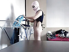 The amateur mother does work in the 4 man 1woman house.