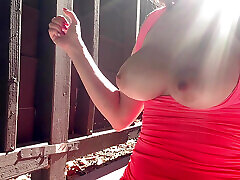 Big nxxnxxnxx video Stepmom Making her boobs bounce close up wearing a black bra slo mo