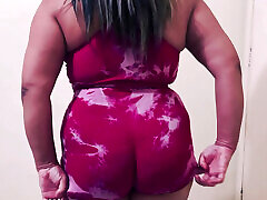 Latina with a big ass shaking and dancing with shorts stuffed in her ass