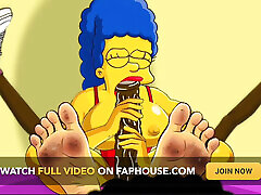 frau betrügt ihren mann mit einem fitnesstrainer. cartoon. simpsons-parodie