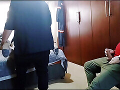 Meeting the new neighbour and his friend we had a cum-some threesome