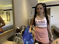 JohnTronX - Sexy Asian babe with pigtails rides my cock like a machine in POV style