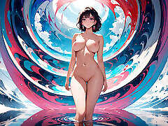 reflected realm - femme nue artistique dans un monde peint