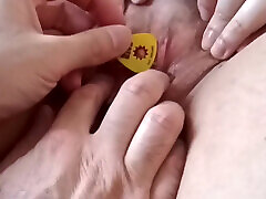 Masturbation with a sex working Plectrum on Clit