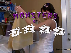 Laundry Room Blowjob Ends in Massive Load on Her Shirt