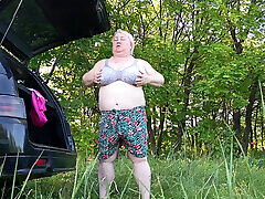 masturbating her pussy in nature