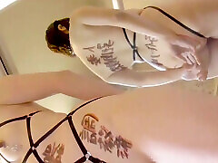 Mayu No77 Collar, Nipple Piercing, Full Body Graffiti, Screaming, Blindfold, Anal Licking, Anal Beads, Squirting, Creampie